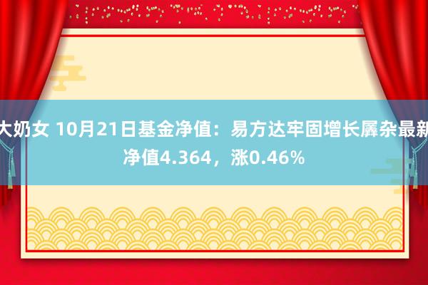 大奶女 10月21日基金净值：易方达牢固增长羼杂最新净值4.364，涨0.46%