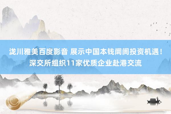 泷川雅美百度影音 展示中国本钱阛阓投资机遇！深交所组织11家